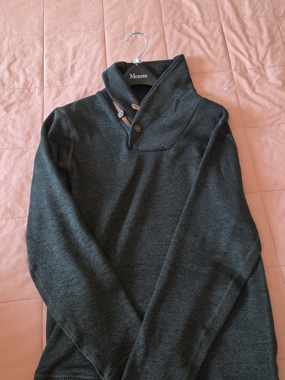 Heritage Dark Green Shawl-Collar Turtleneck Sweater